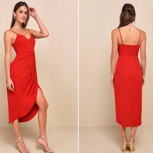 BNWT Lulus Reinette Rust Red Midi Dress